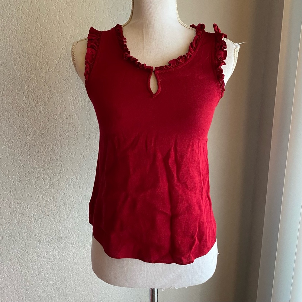 Red Ruffled Women's Top
